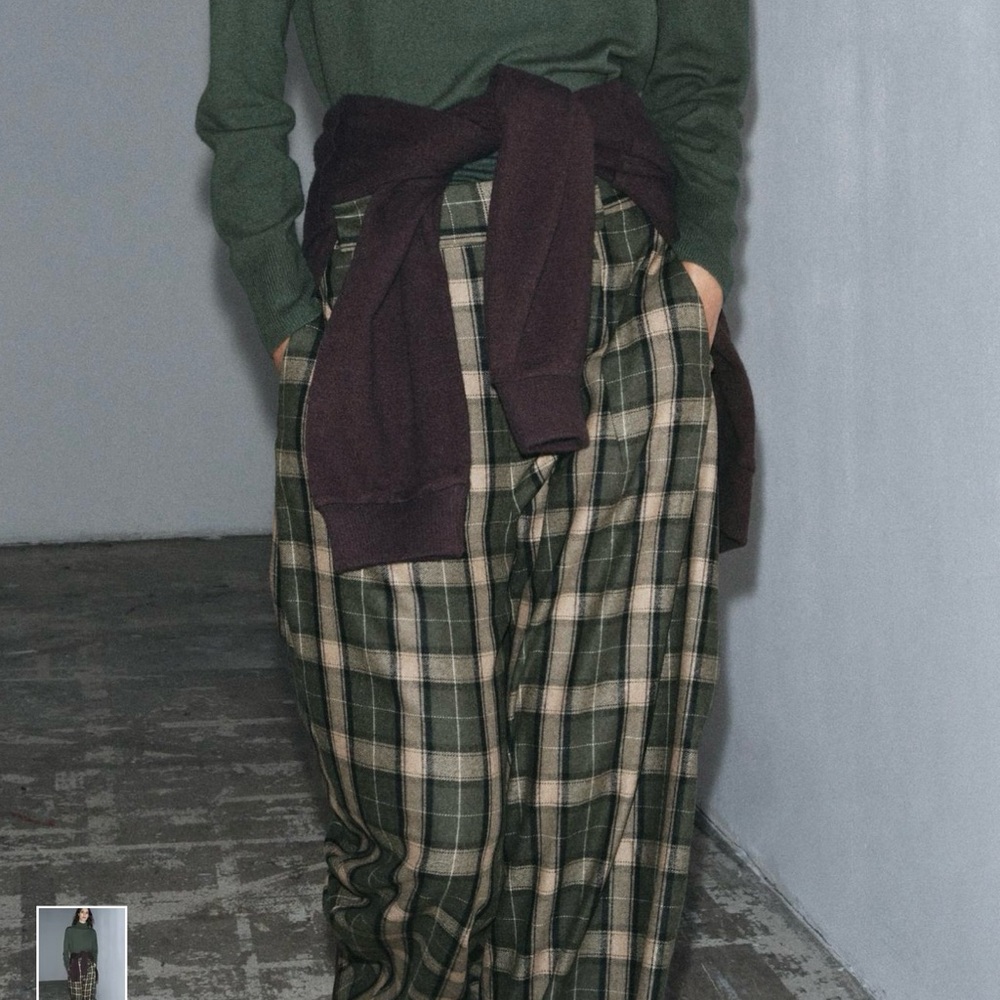 Zara Green Plaid Pantsuit